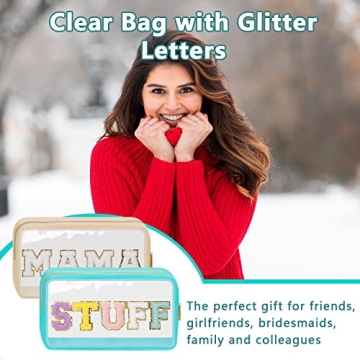 Iqimott Preppy Chenille Letter Makeup Bag for Women