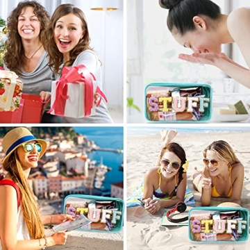 Iqimott Preppy Chenille Letter Makeup Bag for Women