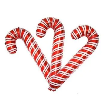 6pcs Christmas Candy Cane Balloons Foil Helium Balloons for Xmas Party Decoration