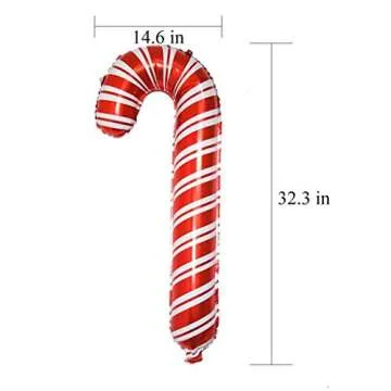 6pcs Christmas Candy Cane Balloons Foil Helium Balloons for Xmas Party Decoration