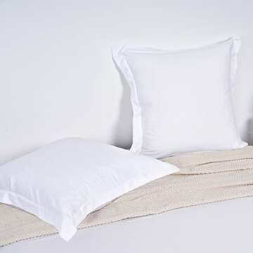 PHF Throw Pillow Covers 24 x 24 Inch, Set of 2 Washed Microfiber Throw Cushion Pillow Covers, Wrinkle & Fade Resistant Square Decorative Pillowcases, White