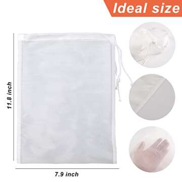 Kimmama 4 Pack Nut Milk Bag – 100% Food Grade Nylon, 7.9x11.8 inch Strainer for All Cooking Needs