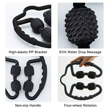 Muscle Roller, Trigger Point Muscle Roller for Calf, Leg, Arm, Tennis Elbow and Golfer Elbow, Foam Roller Deep Massage Tool for Relieve Muscle Soreness, Stiffness and Tight Muscles (Black)