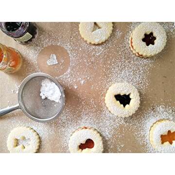 JOKUMO 11 Piece Round Linzer Cookie Cutter Set – High Grade 430 Stainless Steel - with Storage Tin