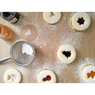 JOKUMO 11 Piece Round Linzer Cookie Cutter Set – High Grade 430 Stainless Steel - with Storage Tin