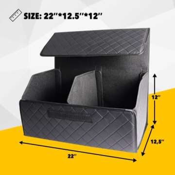 ATAMADO Versatile Folding Organizer with Lid - All Black Car Trunk Storage Solution