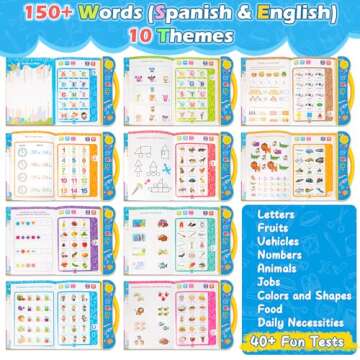 Baby Books Montessori Toys for 1 Year Old Boy Girl, Educational Learning Sensory Toys for Toddlers 1 2 3 4 5 6, Kids Birthday Gift Ideas, Bilingual Spanish & English Musical Interactive Books Toys 1-3