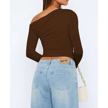 Cioatin Asymmetrical Off Shoulder Crop Top for Women