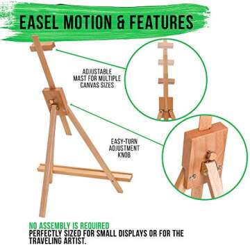 U.S. Art Supply Topanga 31" High Tabletop Wood Folding A-Frame Artist Studio Easel (Pack of 4) - Adjustable Beechwood Tripod Display Stand, Holds Up to 27" Canvas - Portable Table Desktop Holder