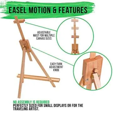U.S. Art Supply Topanga 31" High Tabletop Wood Folding A-Frame Artist Studio Easel (Pack of 4) - Adjustable Beechwood Tripod Display Stand, Holds Up to 27" Canvas - Portable Table Desktop Holder