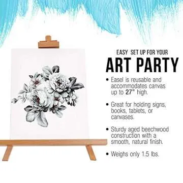 U.S. Art Supply Topanga 31" High Tabletop Wood Folding A-Frame Artist Studio Easel (Pack of 4) - Adjustable Beechwood Tripod Display Stand, Holds Up to 27" Canvas - Portable Table Desktop Holder