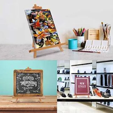 U.S. Art Supply Topanga 31" High Tabletop Wood Folding A-Frame Artist Studio Easel (Pack of 4) - Adjustable Beechwood Tripod Display Stand, Holds Up to 27" Canvas - Portable Table Desktop Holder