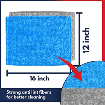 USANOOKS Microfiber Cleaning Cloth - (12x16 inches) High Performance - Ultra Absorbent Weave Traps Grime & Liquid for Streak-Free Mirror Shine - Lint Free Towel (Pack of 12)