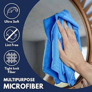 USANOOKS Microfiber Cleaning Cloth - (12x16 inches) High Performance - Ultra Absorbent Weave Traps Grime & Liquid for Streak-Free Mirror Shine - Lint Free Towel (Pack of 12)