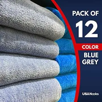 USANOOKS Microfiber Cleaning Cloth - (12x16 inches) High Performance - Ultra Absorbent Weave Traps Grime & Liquid for Streak-Free Mirror Shine - Lint Free Towel (Pack of 12)
