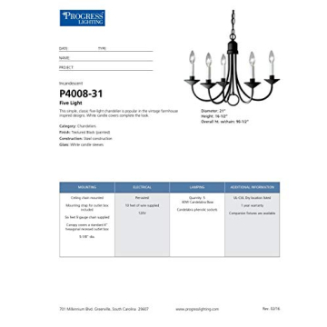 Stylish Progress Lighting P4008-31 Chandelier for Home