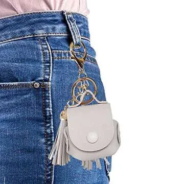 MODOS LOGICOS Charging Case Cover for Apple Air Pods, PU Leather Case with a Couple of Drooping Tassels for Apple AirPods 1/2 Charging Case - Beige