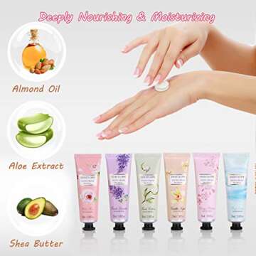 Hand Cream Gift Set, 12pc x 1floz Travel Size Hand Cream with Shea Butter, Natural Aloe, Vitamin E, Moisturizing for Dry Hand and Foot, Best Gift for Women, Mother's Day, Birthday, Christmas.