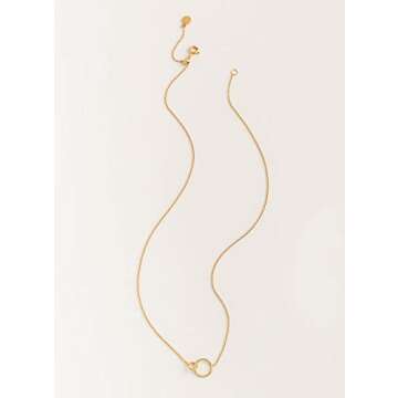 gorjana Women's Wilshire Charm Adjustable Necklace, 18k Gold Plated, Interlocking Circle Pendant