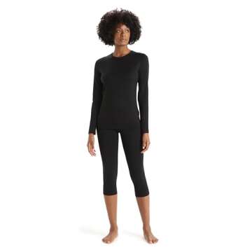 Icebreaker Merino Womens 200 Oasis Long Sleeve Thermal Cold Weather Base Layer Crew Neck T-Shirt, Medium, Black