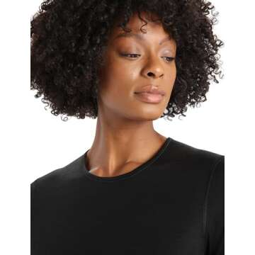 Icebreaker Merino Womens 200 Oasis Long Sleeve Thermal Cold Weather Base Layer Crew Neck T-Shirt, Medium, Black