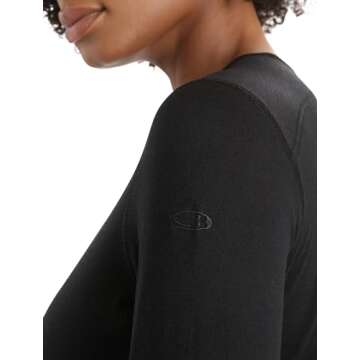 Icebreaker Merino Womens 200 Oasis Long Sleeve Thermal Cold Weather Base Layer Crew Neck T-Shirt, Medium, Black