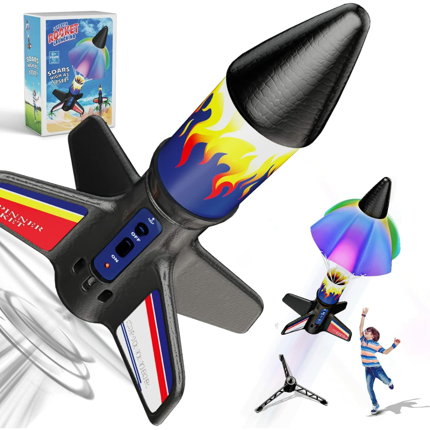 Kids Electric Rocket Launcher & Parachute Kit