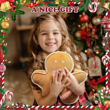 UUluhao Soft Gingerbread Man Pillow Xmas Holiday Plush Cookie Stuffed Animal Gingerbead Throw Pillow for Family,Friends, Khaki,23.6"