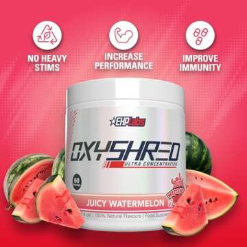 EHP Labs OxyShred Pre Workout Powder - Preworkout Powder with L Glutamine & Acetyl L Carnitine, Energy Boost Drink - Juicy Watermelon, 60 Servings