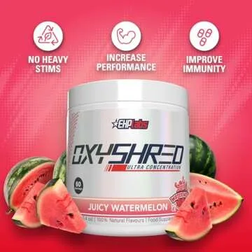 EHP Labs OxyShred Pre Workout Powder - Preworkout Powder with L Glutamine & Acetyl L Carnitine, Energy Boost Drink - Juicy Watermelon, 60 Servings