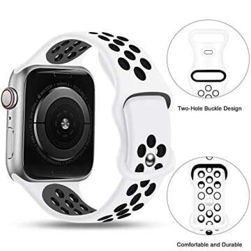 Sport Bands Compatible for Apple Watch Bands 42mm-Series 3/44mm/45mm/46mm/49mm,Soft Silicone Sport W...