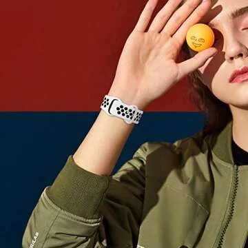 Sport Bands Compatible for Apple Watch Bands 42mm-Series 3/44mm/45mm/46mm/49mm,Soft Silicone Sport Women Men Replacement Strap Compatible with iWatch Series 10/9/8/7/6/5/4/3/2/1 Ultra 2 SE,White Black