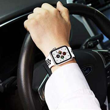 Sport Bands Compatible for Apple Watch Bands 42mm-Series 3/44mm/45mm/46mm/49mm,Soft Silicone Sport Women Men Replacement Strap Compatible with iWatch Series 10/9/8/7/6/5/4/3/2/1 Ultra 2 SE,White Black