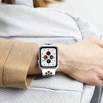 Sport Bands Compatible for Apple Watch Bands 42mm-Series 3/44mm/45mm/46mm/49mm,Soft Silicone Sport Women Men Replacement Strap Compatible with iWatch Series 10/9/8/7/6/5/4/3/2/1 Ultra 2 SE,White Black