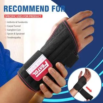 FEATOL 2 Pack Carpal Tunnel Wrist Brace For Work With Splint, Adjustable Wrist Guard