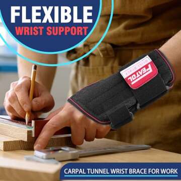 FEATOL 2 Pack Carpal Tunnel Wrist Brace For Work With Splint, Adjustable Wrist Guard Daytime Support For Women Men, Pain Relief For Pregnancy, Typing, Arthritis, Tendonitis, Right and Left Hand, Medium