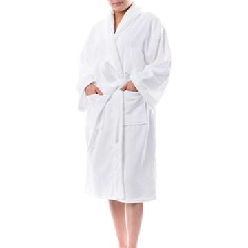 alpine swiss Blair Womens Cotton Terry Cloth Bathrobe Shawl Collar Velour Spa Robe, White, Large/X-Large
