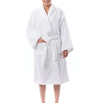 alpine swiss Blair Womens Cotton Terry Cloth Bathrobe Shawl Collar Velour Spa Robe, White, Large/X-Large