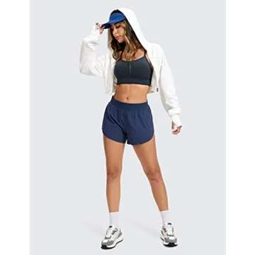 CRZ YOGA Butterluxe Womens Y-Back Racerback Sports Bra - Spaghetti Straps Wireless Scoop Neck Athletic Padded Yoga Tops True Navy Small