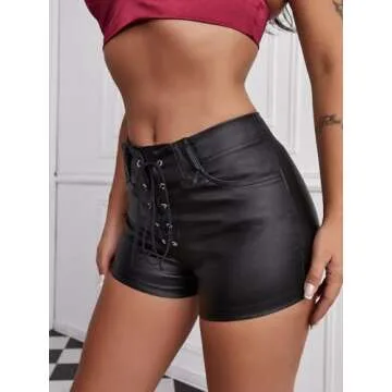 Stylish High Waisted Faux Leather Festival Shorts