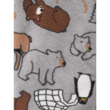 Simple Joys by Carter's Baby Boys' 3-Pack Loose Fit Flame Resistant Fleece Footed Pajamas, Buffalo Check/Polar Bear/Stripe, 12 Months