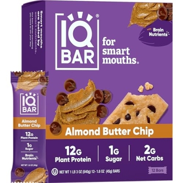 IQBAR Almond Butter Chip Protein Bars - 12 Count