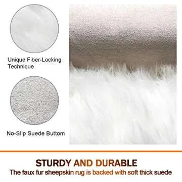 Noahas 2ft x 3ft Faux Fur Sheepskin Rugs Luxury Fluffy Rug for Bedroom Sofa Chair Cover Fuzzy Throw Home Decor Small Shaggy Carpet, White