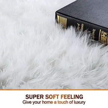 Noahas 2ft x 3ft Faux Fur Sheepskin Rugs Luxury Fluffy Rug for Bedroom Sofa Chair Cover Fuzzy Throw Home Decor Small Shaggy Carpet, White