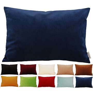 TangDepot Solid Velvet Throw Pillow Cover/Euro Sham/Cushion Sham, Super Luxury Soft Pillow Cases, Many Color & Size Options - (12"x20", Navy Blue)