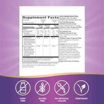 Nature's Way Sambucus Elderberry Immune Syrup for Kids Ages 2+, with Echinacea & Propolis, Daily Immune Support*, Vegetarian, Berry Flavored, 4 Fl Oz (Packaging May Vary)