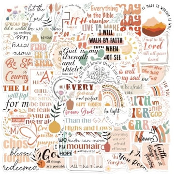 Inspirational Jesus Bible Verse Stickers - Thrist 50PCS Boho Christian Stickers for Water Bottle Lap...