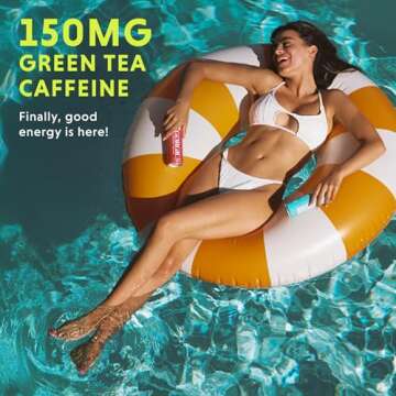 GORGIE Sugar Free Natural Energy Drinks, Sparkling Watermelon Crush (12 Pack) - Healthy Energy Drink...