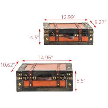Trademark Innovations Vintage Style Wood Decorative Suitcases - (Set of 2)