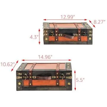 Trademark Innovations Vintage Style Wood Decorative Suitcases - (Set of 2)